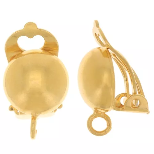 Clips d'oreilles demi-boules 10 mm - Doré à l'or fin x 2