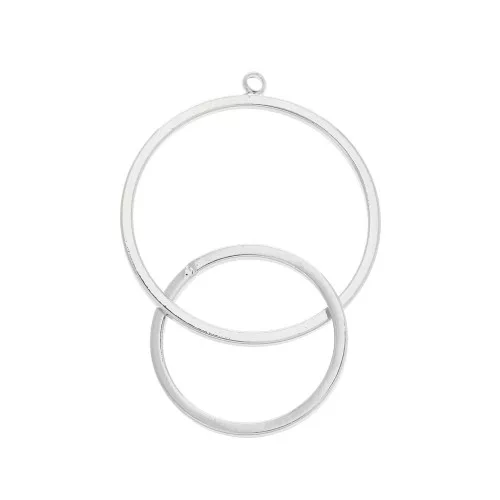 Pendentif cercles entrelacés 34x20 mm - Rhodié x1