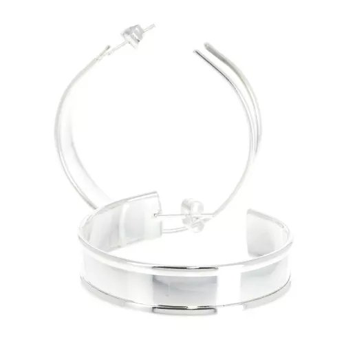Créoles larges avec rebord à décorer 40 mm - Argenté x2