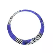 Pendentif anneau en acétate 41 mm Ecaille de tortue - Bleu foncé - Blanc x1