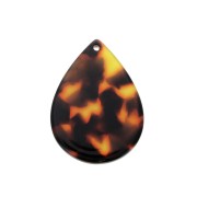 Pendentif goutte 31x22 mm - Ecaille de tortue - Marron - Noir x1|raw }}