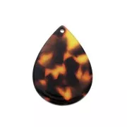 Pendentif goutte 31x22 mm - Ecaille de tortue - Marron - Noir x1