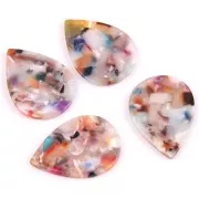 Pendentif goutte 31x22 mm - Ecaille de tortue - Beige - Rose x1