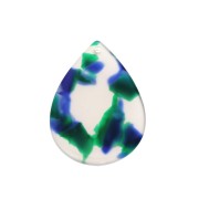 Pendentif goutte 31x22 mm - Ecaille de tortue - Bleu foncé - Vert x1