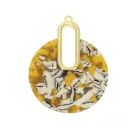 Pendentif - boucles d'oreilles design 57x44 mm Ecaille de tortue - Ocre - Blanc x1