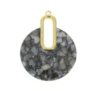 Pendentif - boucles d'oreilles design 57x44 mm Ecaille de tortue Gris - Blanc nacré