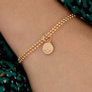 Breloque ronde - signe astrologique - Balance 10x8 mm - Plaqué or 3 microns x1