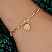 Breloque ronde - signe astrologique - Balance 10x8 mm - Plaqué or 3 microns x1