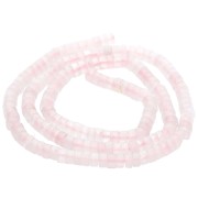 Perles Heishi rondelles en pierre gemme 4x2.5 mm - Quartz rose teinté x37cm