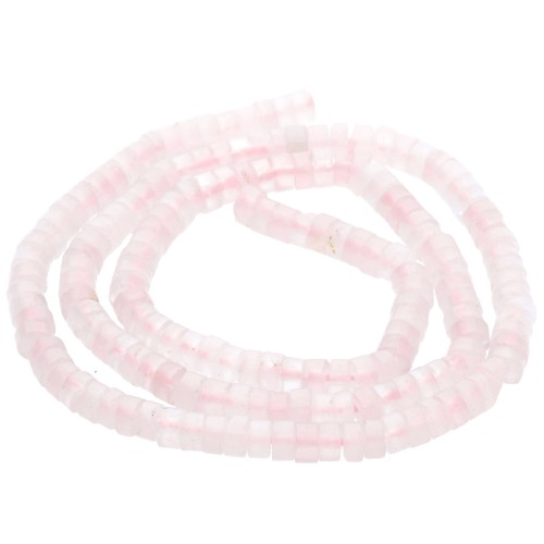 Perles Heishi rondelles en pierre gemme 4x2.5 mm - Quartz rose teinté x37cm