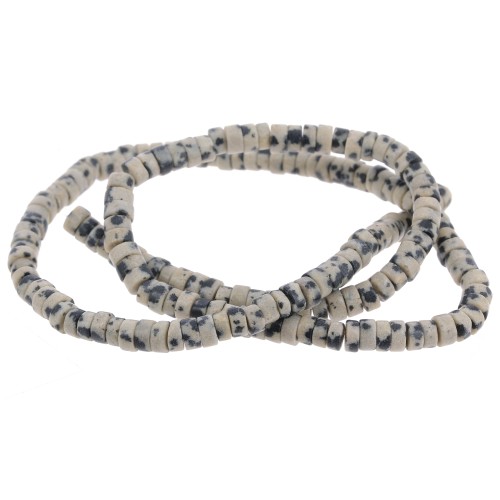 Perles Heishi rondelles en pierre gemme 4.5x2 mm - Jaspe dalmatien x38cm