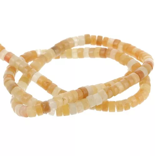 Perles Heishi rondelles en pierre gemme 4x2.5 mm - Jade teinté Topaz x39cm