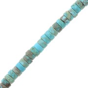 Perles rondelles Heishi pierre gemme 4x2mm Régalité teintée - jaspe aqua terra x20|raw }}