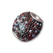 Perle ronde incrustée de perles 14 mm Noir/Turquoise/Rouge x1|raw }}