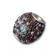 Perle ronde incrustée de perles 14 mm Noir/Turquoise/Rouge x1