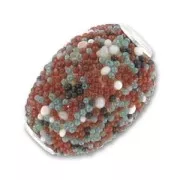 Olive incrustée de perles 20x15 mm Multicolore x1