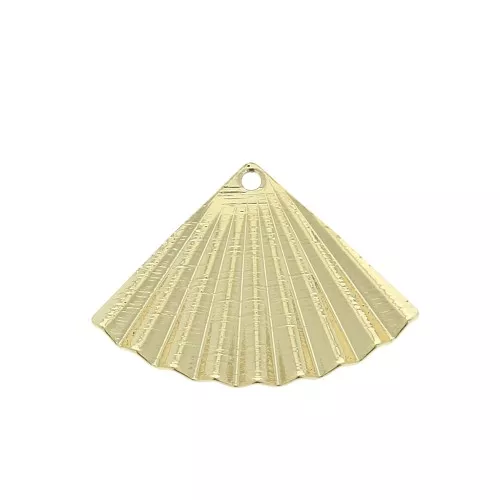 Pendentif triangle forme éventail plissé 14x19.5 mm - Plaqué or 3 microns x1