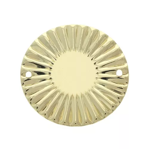 Intercalaire rond effet plissé 25 mm pour cabochon 10 mm - Plaqué Or 3 microns x1