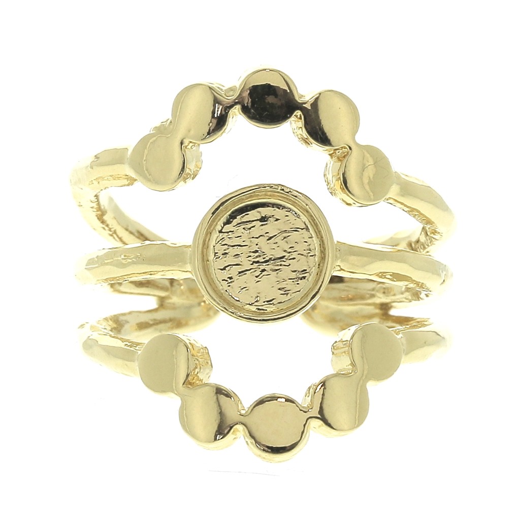 Bague En Plaqué Or Avec Deux Cabochons Oranges - Taille 54 | Occasion