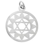 Pendentif rond - médaille 22x19 mm Chakra n°4 - Coeur - Acier inoxydable x1|raw }}