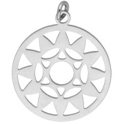 Pendentif rond - médaille 21.5x19mm Chakra n°4 - Coeur - Acier inoxydable 304 x1