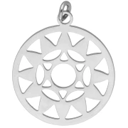 Pendentif rond - médaille 21.5x19mm Chakra n°4 - Coeur - Acier inoxydable 304 x1