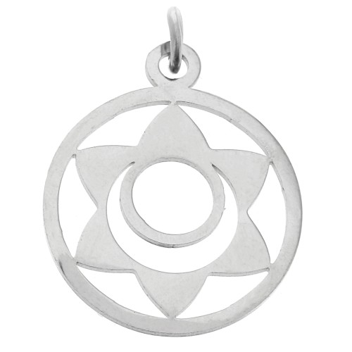 Pendentif rond - médaille 22x19 mm Chakra n°2 - Sacré - Acier inoxydable x1