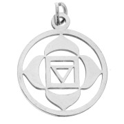 Pendentif rond - médaille 22x19 mm Chakra n°1 - Racine - Acier inoxydable x1|raw }}