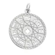 Pendentif rond - médaille 21x18.5 mm - Signes du zodiaque - Acier inoxydable x1