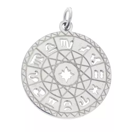 Pendentif rond - médaille 18 mm - Signes du zodiaque - Acier inox 304 x1