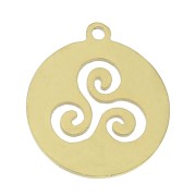 Pendentif rond - médaille 18x16 mm - Triskel - Acier inoxydable Doré x1|raw }}