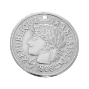 Pendentif rond - Pièce de monnaie République Française 20 mm - Acier inoxydable x1|raw }}
