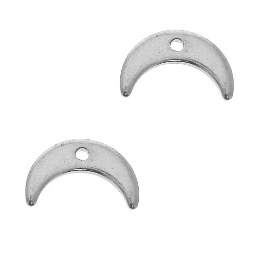 Breloques demi-lune ou corne 7x11 mm - Acier inoxydable x5