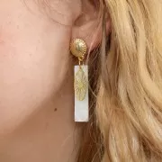 Pendentifs rectangles 35.5x11 mm en nacre - Naturel x10