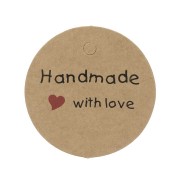 Etiquettes rondes 45 mm - Handmade with love - Kraft x20