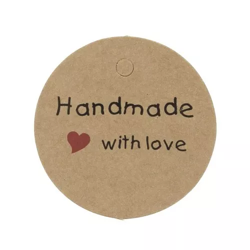 Etiquettes rondes 45 mm - Handmade with love - Kraft x20