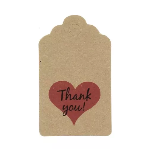 Etiquettes rectangles 50x30 mm - Thank You - Kraft x10