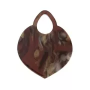 Pendentif forme orientale ajourée 41.5x32 mm - Marbré Marron - Blanc x1