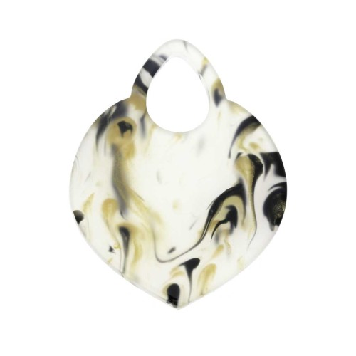 Pendentif forme orientale ajourée 41.5x32 mm - Marbré Transparent - Noir - Doré x1