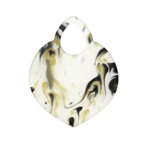 Pendentif forme orientale ajourée 41.5x32 mm - Marbré Transparent - Noir - Doré x1