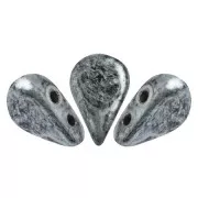 Perles en verre Amos® par Puca® 5x8 mm Metallic Mat Old Silver Spotted x10g