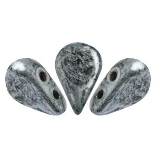 Perles en verre Amos® par Puca® 5x8 mm Metallic Mat Old Silver Spotted x10g