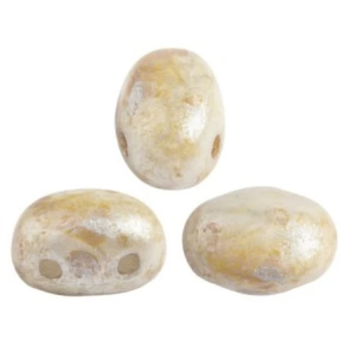 Perles en verre Samos® par Puca® 7x5 mm Opaque Ivory Spotted x10g