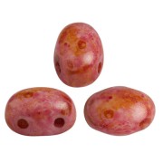 Perles en verre Samos® par Puca® 7x5 mm Opaque Rose Spotted x10g|raw }}