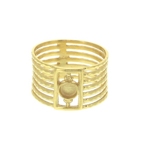 Bague semainier rigide pour cabochon 4mm Taille 52 - Argent 925 Doré à l'or fin x1
