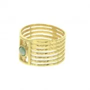 Bague semainier rigide pour cabochon 4mm Taille 52 - Argent 925 Doré à l'or fin x1