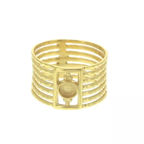 Bague semainier rigide pour cabochon 4mm Taille 54 - Argent 925 Doré à l'or fin x1