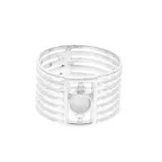 Bague semainier rigide pour cabochon 4 mm - Taille 52 - Argent 925 x1