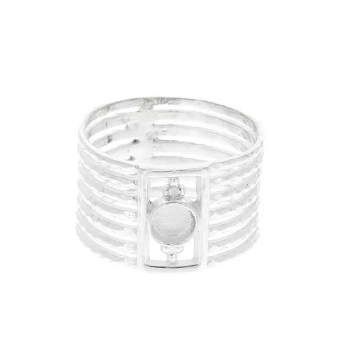 Bague semainier rigide pour cabochon 4 mm - Taille 52 - Argent 925 x1