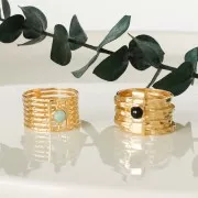 Bague semainier pour cabochon 4 mm - Taille 54 - Argent 925 Doré à l'or fin x1